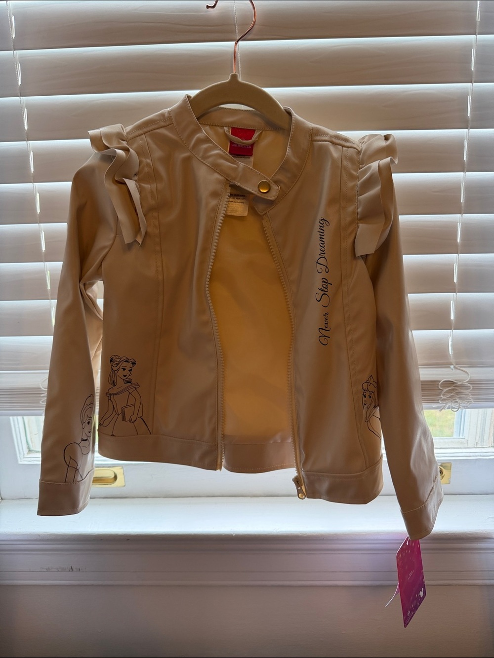 Disney Cream Faux-Leather Kids' Jean Jacket with Princess Sketches